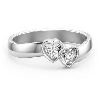 Double Interlocked Hearts Ring