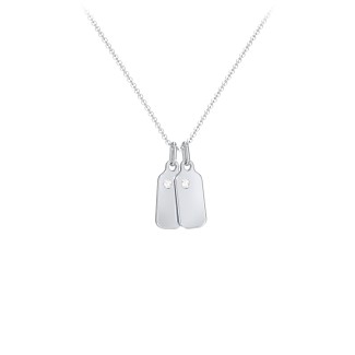 Duchess Dog Tag 2 Initial Necklace with Birthstone