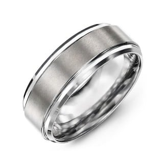 Brushed Tungsten Ring with Beveled Edges