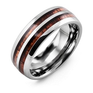 Tungsten Ring with Koa Wood Inlay